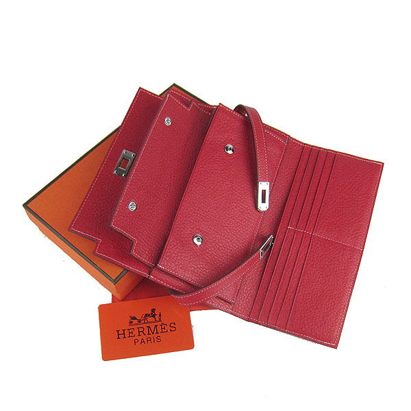 High Quality Hermes Kelly Long Clutch Bag Red H009 Replica - Click Image to Close